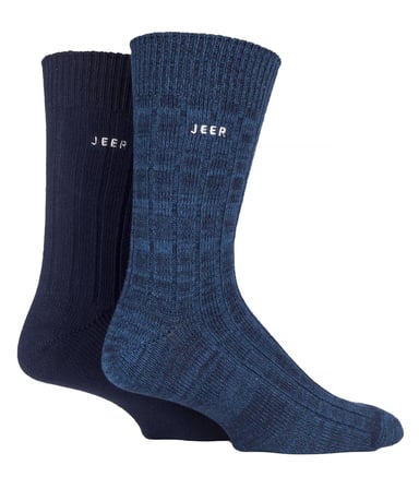 Calcetines de vestir de algodón para hombre | Calcetines de punto de peso medio, calcetines de diario con diseño acanalado - Azul marino / verde azulado