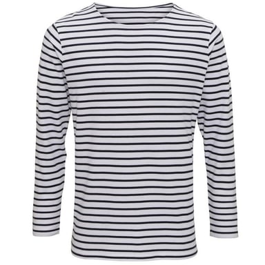 Asquith & Fox Mens Mariniere Coastal Long Sleeve T-Shirt (White/Navy)