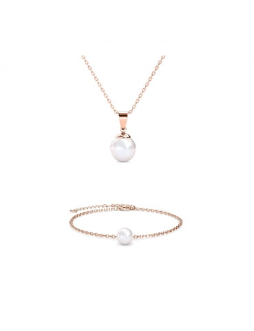 Conjunto de perlas de cristal de luna llena - Oro rosa y cristal