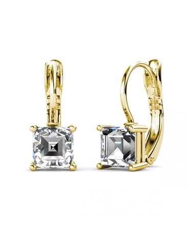 Pendientes Cuadrados - Oro y Cristal