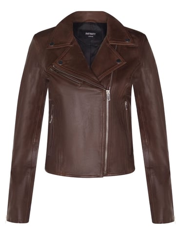 Chaqueta de motociclista clásica de cuero Brando para mujer - Loughton