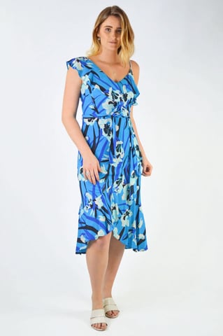 Blue Floral Strappy Dress