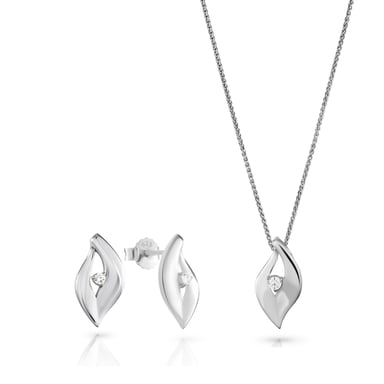 Orphelia 'Milan' Women's 925 Sterling Silver Set: Chain-Pendant + Earrings - Silver SET-7519