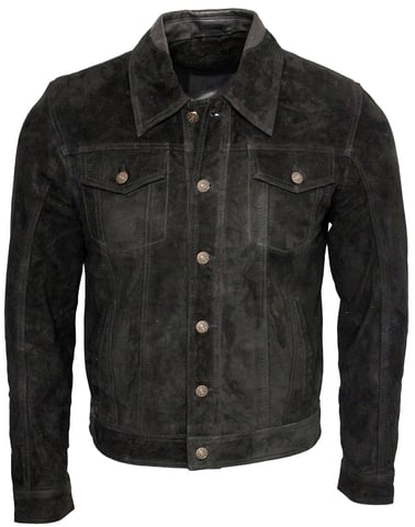 Chaqueta estilo camisa de piel de cabra de gamuza de camionero
