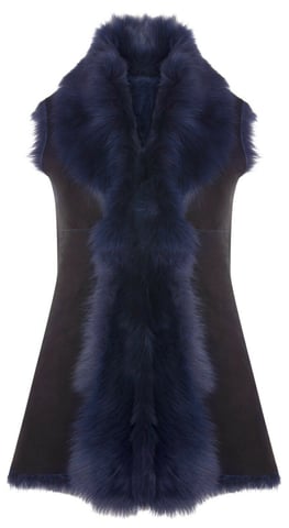 Chaleco largo de piel de oveja Toscana para mujer - Sorocaba