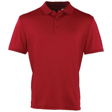 Premier Mens Coolchecker Pique Short Sleeve Polo T-Shirt (Burgundy)
