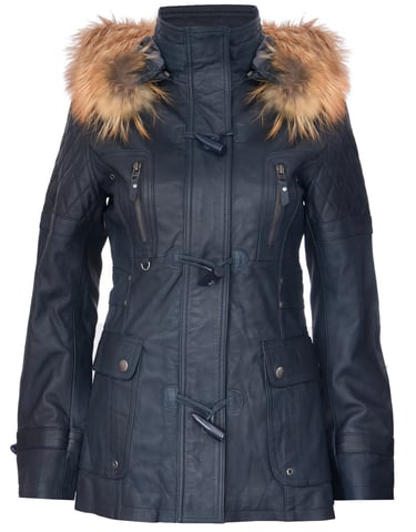 Parka con capucha de cuero acolchado para mujer - Northampton