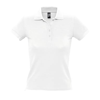 SOLS Womens/Ladies People Pique Short Sleeve Cotton Polo Shirt (White)