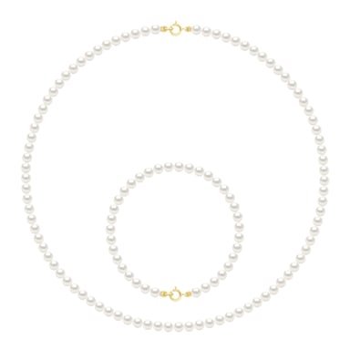 Set Necklace Bracelet is made up of : Necklace of Real Cultured Freshwater Pearls Round 4-5 mm