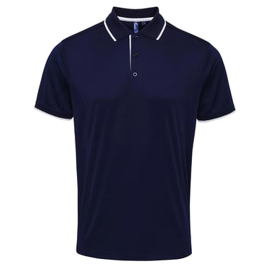 Premier Mens Coolchecker Contrast Pique Polo Shirt (Navy/White)
