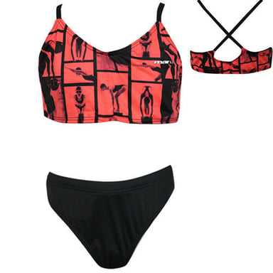 Maru Black Fluro Peach Bikini para mujer