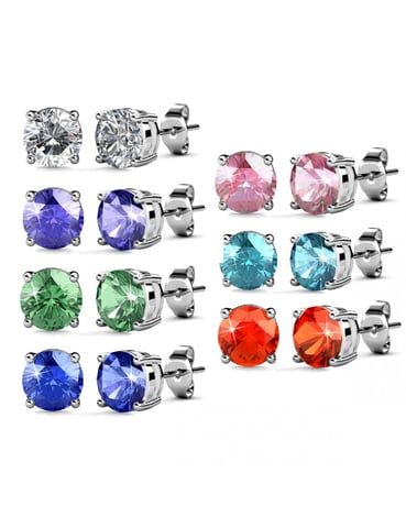 Aretes Caja 7 Días - Plata y Multi