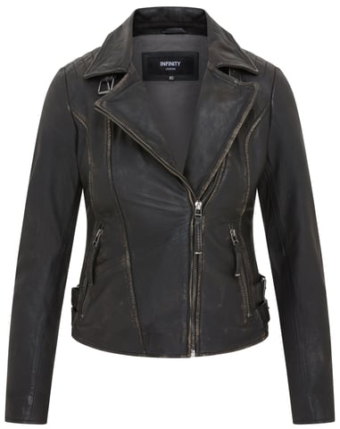 Chaqueta motera Brando de cuero negro para mujer - Finnsnes