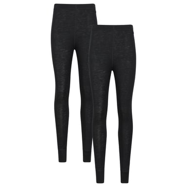 Mountain Warehouse Womens/Ladies Merino Wool Base Layer Bottoms (Pack of 2) (Black)