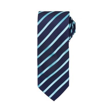 Premier Mens Stripe Tie (Navy/Turquoise)