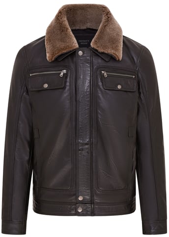 Chaqueta de cuero estilo camionero negra para hombre - Tornio
