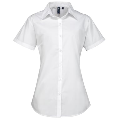 Premier Womens/Ladies Supreme Poplin Short-Sleeved Shirt (White)