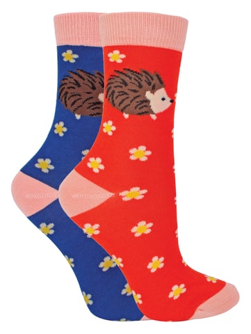 Miss Sparrow - Pack de 2 Calcetines de Bambú con Dibujos de Animales para Niñas - Erizos