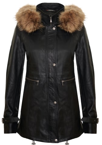Parka de cuero cálida con capucha para mujer - Northwich