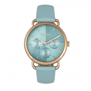 Reloj Bertha Gwen con correa de cuero y día/fecha