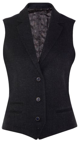 Chaleco azul marino de espiga de tweed para mujer de los años 20