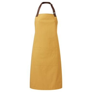 Premier Unisex Adult Annex Oxford Faux Leather Bibbed Full Apron (Mustard)