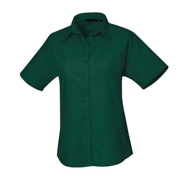 Premier Womens/Ladies Poplin Short-Sleeved Blouse (Bottle Green)