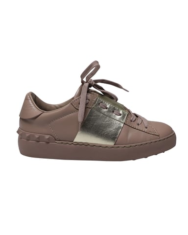 Valentino Garavani Open for a Change Sneakers in Old Rose Calfskin Leather