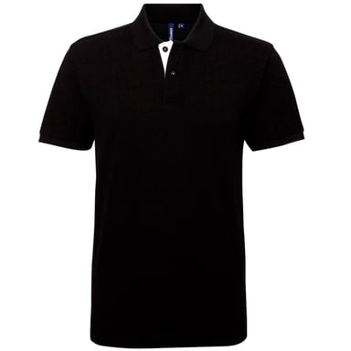 Asquith & Fox Mens Classic Fit Contrast Polo Shirt (Black/ White)