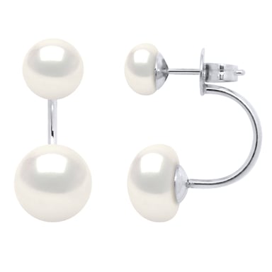 Earrings Duo Real Cultured Freshwater Pearls Button 6 and 9 mm