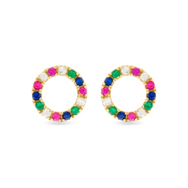 Pendientes Luxenter de Plata de Ley 925 con Circonita Multicolor acabados en oro amarillo de 18K - Machi