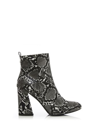 'Delfie' Monochrome Snake Print Ankle Boots