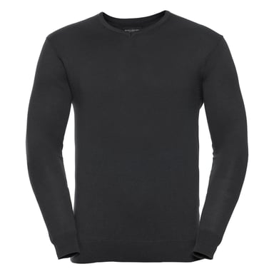 Russell Collection Mens V-Neck Knitted Pullover Sweatshirt (Black)