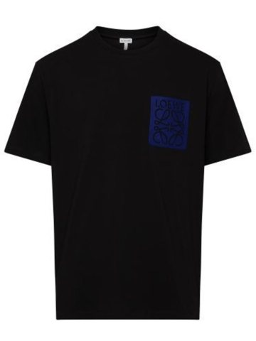 Camiseta de bolsillo Loewe Blue Anagram Fake en negro