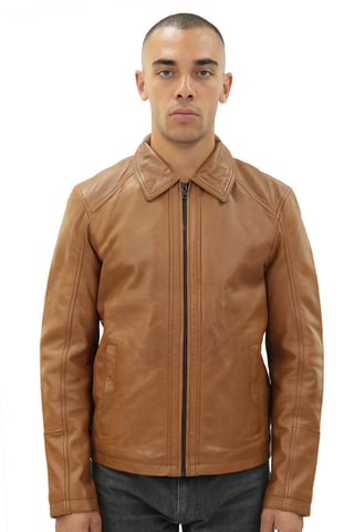 Chaqueta de cuero Harrington clásica elegante para hombre - Nueva York