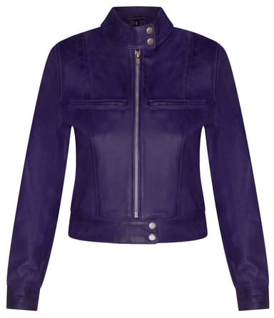 Chaqueta de motociclista de cuero liso para mujer - Braga