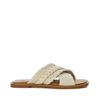 Dune Ladies Leaves - Flat Leather Cross-Over Sandals