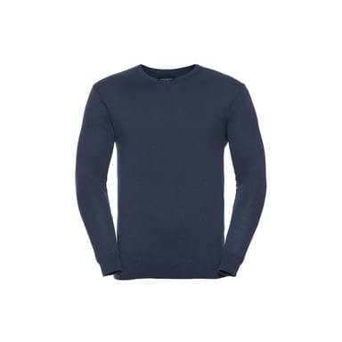 Russell Collection Mens Cotton Acrylic V Neck Sweatshirt (French Navy)