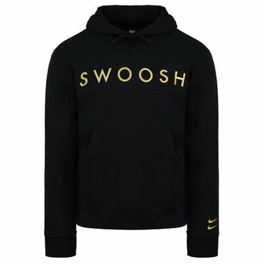 Nike Standard Fit Swoosh Logo de manga larga Pullover Negro Mens Hoodie DC2587 010