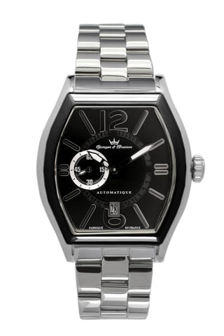 Reloj Yonger de acero inoxidable con esfera negra