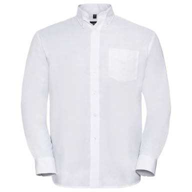 Russell Mens Oxford Easy-Care Long-Sleeved Shirt (White)