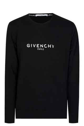 Sudadera negra con logo roto y firma vintage de Givenchy Paris