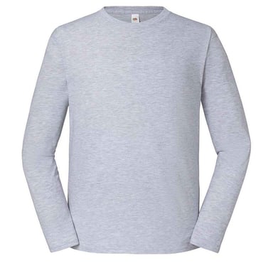 Fruit of the Loom Unisex Adult Iconic 195 Premium Long-Sleeved T-Shirt (Heather Grey)