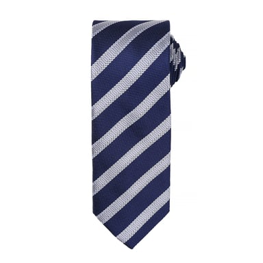 Premier Mens Waffle Stripe Formal Business Tie (Navy/Silver)