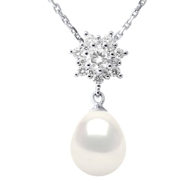 Necklace Jewelry - Real Cultured Freshwater Pearl Pear 9-10 mm