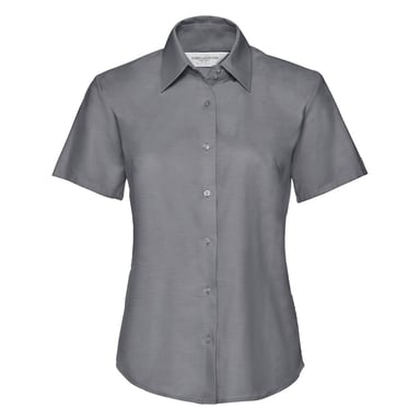 Russell Collection Womens/Ladies Oxford Short-Sleeved Shirt (Silver)