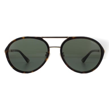 Police Aviator Mens Shiny Rose Gold Green Sunglasses