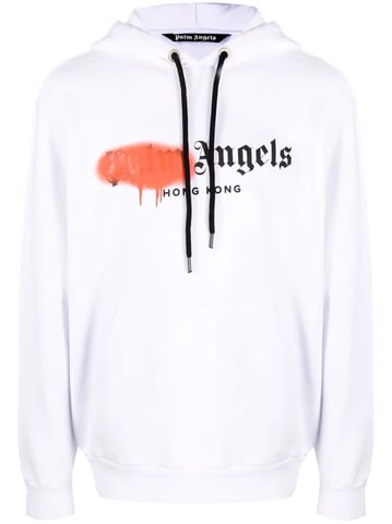 Sudadera con capucha Palm Angels Red Spray Hong Kong Blanco