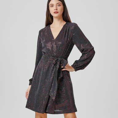 Wrap effect glitter dress