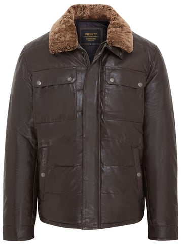 Chaqueta acolchada de cuero marrón para hombre - Farsund
